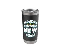 Monday Design for Weekday Working Lover - New Week New Goals Stainless Steel Insulated Tumbler