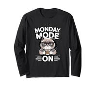 Monday Mode On Cat Coffee Work Long Sleeve T-Shirt
