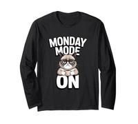 Monday Mode On Cat Coffee Work Long Sleeve T-Shirt