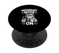 Monday Mode On Cat Coffee Work PopSockets Adhesive PopGrip