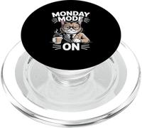 Monday Mode On Cat Coffee Work PopSockets PopGrip for MagSafe