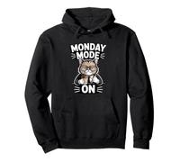Monday Mode On Cat Coffee Work Pullover Hoodie