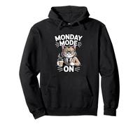 Monday Mode On Cat Coffee Work Pullover Hoodie