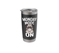 Monday Mode On Cat Coffee Work Stainless Steel Insulated Tumbler
