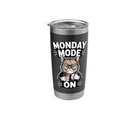 Monday Mode On Cat Coffee Work Stainless Steel Insulated Tumbler
