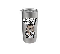 Monday Mode On Cat Coffee Work Stainless Steel Insulated Tumbler