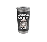 Monday Mode On Cat Coffee Work Stainless Steel Insulated Tumbler