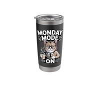 Monday Mode On Cat Coffee Work Stainless Steel Insulated Tumbler