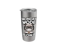 Monday Mode On Cat Coffee Work Stainless Steel Insulated Tumbler