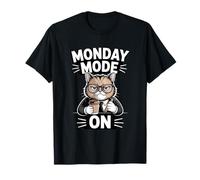 Monday Mode On Cat Coffee Work T-Shirt