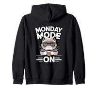 Monday Mode On Cat Coffee Work Zip Hoodie
