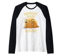 Monday Mood Coffee Dragon Cute Retro Design Raglan Baseball Tee
