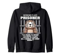 Monday Trapped Work Gag Working Class worker office Zip Hoodie