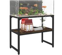 Mondazie 20 Gallon High Rimless Fish Tank Stand with Shelf for Storage, 2 Tiers Metal Aquarium Stand, Breeder Tank Turtle Reptile Terrariums Stand Rack for Home Office, 24" L x 12" W x 20.5" H, Black