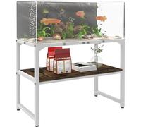 Mondazie 30 Gallon Rimless Fish Tank Stand with Shelf for Storage, 2 Tiers Metal Aquarium Stand, Breeder Tank Turtle Reptile Terrariums Stand Rack for Home Office, 30" L x 12" W x 20.5" H, White