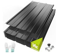 Mondeer 14PCS 8.3m² Metal Roofing Sheets, Gloves and Screws, Black