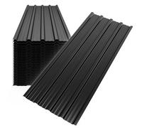 Mondeer 24pcs Roofing Sheets, Metal Corrugated Roofing Sheets Covers 12m², 115 x 45 cm, Galvanised Steel Roof for Garage Carport Shed Greenhouse Kennels Panels, Black