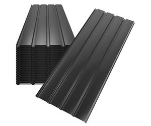 Mondeer 24pcs Roofing Sheets, Metal Corrugated Roofing Sheets Covers 12m², 115 x 45 cm, Galvanised Steel Roof for Garage Carport Shed Greenhouse Kennels Panels, Black