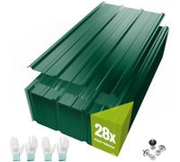 Mondeer 28PCS 16.6m² Metal Roofing Sheets, Gloves and Screws, Green