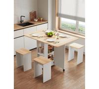 Mondeer 3-In-1 Folding Dining Table And 4 Chairs Set - Oak And White