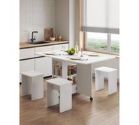Mondeer 3-In-1 Folding Dining Table And 4 Chairs Set - White