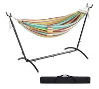 Mondeer Hammock with Stand, 2 Person Camping Hammock with Side Pocket, Anti-tip, 270kg Load Capacity, Includes Portable Carrying Bag for Outdoor Patio Travel Garden, Green