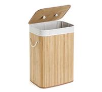Mondeer Laundry Basket 72L, Bamboo Laundry Hamper Washing Basket with Handles Removable Washable Lining, for Bedroom Bathroom or Utility Room, 40 x 30 x 60 cm, Natural