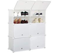 Mondeer Storage Cabinet, 6 Tier Foldable Shoe Organizer, Plastic Modular Unit for Space Saving (White)