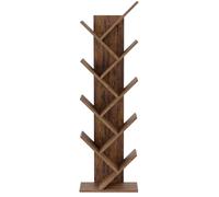 Mondeer Tree Bookshelf, 8 Tier Bookcase Free Standing, Rustic Brown