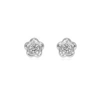 Mondepetit - 18ct White Gold Daisy Flower Cubic Zirconia Children's Baby Earrings shine