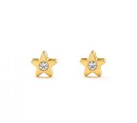 Mondepetit - 18ct Yellow Gold Star Cubic Zirconia Children's Baby Earrings shine