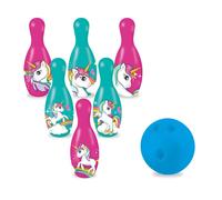 Mondo Toys - Unicorn Bowling Set for children - INCLUDES 1 ball and 6 Unicorn themed skittles - Sports toys - game for children 2 3 4 Years - 28526