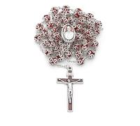 Mondo Cattolico Rosary Beads catholic for Women and Men Blessed During Pope's Angelus, Pope Francis's Red Glass Rosary with Filigree Beads - Perfect Catholic gifts, Size 24.5 in , Beads 0.3 in,