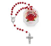 Mondo Cattolico Rosary Beads catholic for Women and Men from Vatican, Five-Decade Rosary - Rose Petals - Perfect Catholic gifts, normal, Rose, No Gemstone