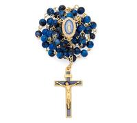 Mondo Cattolico Rosary Beads catholic for Women and Men from Vatican, Miraculous Virgin Rosary with Variegated Glass on a Gold Plated Brass Chain - Perfect Catholic gifts, Midnight blue, Normal