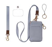 MONDO DESIGNS 2-in-1 ID Badge Holder & Lanyard Wallet - Multi-Use Womens Small Wallet with Removable Wristlet & Neck Lanyard, Clear Window, 5 Card Slots, Phone Holder, Ring Keychain - Blue