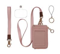MONDO DESIGNS 2-in-1 ID Badge Holder with Lanyard - Multi-Use Lanyard Keychain Wallet for Women, Small Keychain Wristlet Wallet with Strap & Lanyards for ID Badges, Phone & Card Holder - Nude Pink