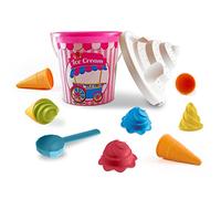 Mondo Toys - BUCKET SET ICE CREAM GIRL - Sand Bucket Set ø17 cm with Ice Cream Cones - Beach Game for Children from 3 Years - 28445