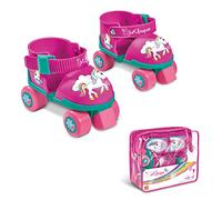 Mondo Toys Kids Adjustable Unicorn Roller Skates - Size 22 to 29 - Complete Set of Clear Bag, Elbow and Knee Pads 28511