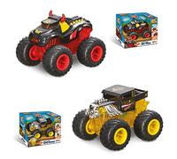 Mondo Truck Motors-Hot Wheels Monster Trucks BEATZ Mode Light and Sound Machine with Backload for Children-51227, Yellow/Red, 89E0F5D1A1