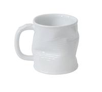 MondoCeram Squashed Tin Can Mug, 320ml/11.3oz, White, Ceramic, Coffee Cup, Cocktail Party, Shock Resistant, Dishwasher Safe