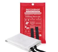 Mondoshop Fire Blanket Kitchen Grease Fire Blanket - 1 m x 1 m Fibreglass Fire Blanket According to DIN EN 1869:2019, Quick Fold Fireproof Blanket for Grease Fires, Grill, Car Camping, Garage, Pack of