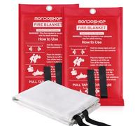 Mondoshop Fire Blankets Emergency for Kitchen Home, TUV Certified Soft Case Fiberglass Fire Retardant Blanket for School, Grill, Car, Office, Garage, Camping, Picnic, Motorhome, Van (2-Pack)