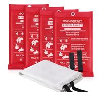 Mondoshop Kitchen Fire Blanket Emergency for Home TUV Certified Fire Resistant Blanket for House, Household, Car, Campervan, Office, Warehouse, Fireplace, Camping, Picnic, Commercial (4-Pack)