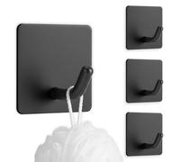 Mondoshop Self Adhesive Hooks for Hanging - Stainless Steel Stick on Hooks Heavy Duty for Fire Blanket, Waterproof Strong Sticky Hook for Bathroom, Kitchen, Office, Wall, Door, 4 Pack