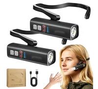 mondpfote 2026 New Lightweight Led Rechargeable Ear Worn Headlamp, Headtorch Rechargeable USB Waterproof, Detachable, Brightness Levels, for Runners, Campers, Mechanics (B Standard:Sensor,2pcs)