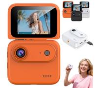 mondpfote 4K Action Camera,Flip Screen Action Cam W/HD Image Gimbal Flip Screen,Image Stabilization,800mAh Battery For Cycling Chest Mount,360° Panorama Video Recorder (Orange,32GB)