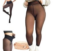 mondpfote Magic Bare-Leg Look Fleece Lined Tights, Fleece Lined Tights That Look Sheer, Thermal sTights Leggings Women With Cosy Fleeces Inner For Work, Casual Or Winter Layering (Tan,S)