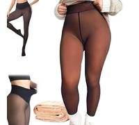 mondpfote Magic Bare-Leg Look Fleece Lined Tights, Fleece Lined Tights That Look Sheer, Thermal sTights Leggings Women With Cosy Fleeces Inner For Work, Casual Or Winter Layering (Bronze,3XL)