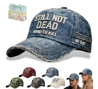 mondpfote Still Not Dead Baseball Cap - Hard to Kill Vintage Dad Hat, Adjustable Embroidered Vintage Distressed Baseball Cap,Vintage Dad Hat Break Distressed for Men Women (D)